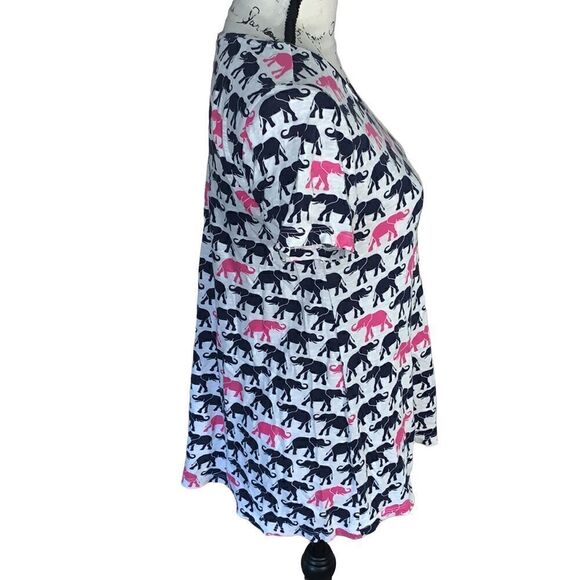 CROWN & IVY pink & navy elephant t-shirt XS - Picture 3 of 7